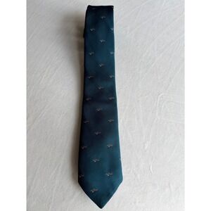 Michael Reed Collection Teal Blue Flying Duck All Over Print Silk Blend Mens Tie